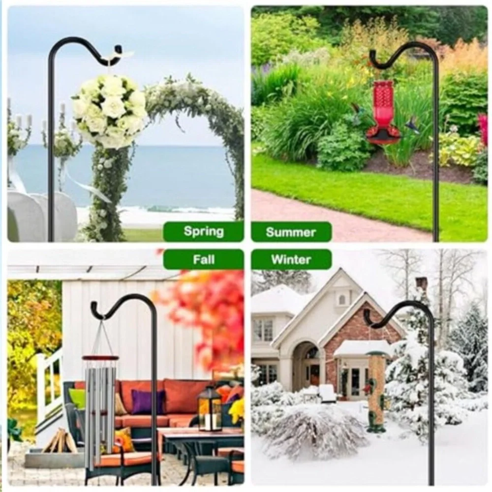 76'' Bird Feeder Pole, Heavy Duty Shepherds Hooks for Outdoor with 7-Prong Base
